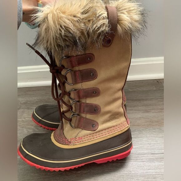 Sorel Joan Of Arctic Boots Eskimo Waterproof Boots Tall Thick Warm Brown Pink 8 - Picture 3 of 14
